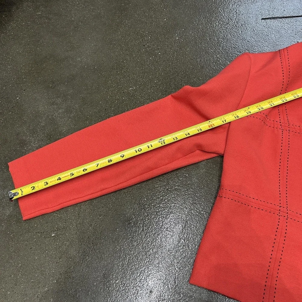 Sag Harbor‎ Dress Jacket Womens 14 Red Navy Contrast Collar Cropped Button Front